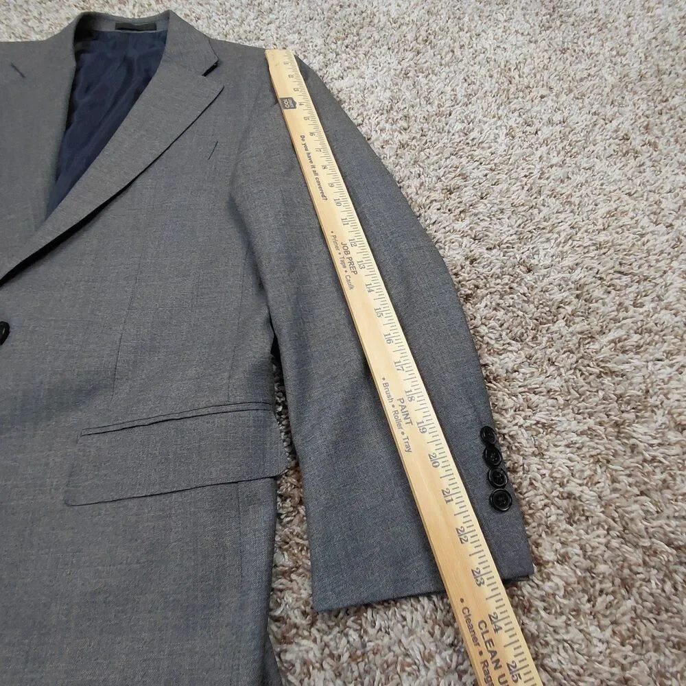 Spier & Mackay Blazer Men 40 Grey Two Button Guabello Super 130s Wool Sport Coat